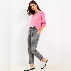 New Loft Devin Tie Waist Slim Pants Black & White Houndstooth Size 4 NWT